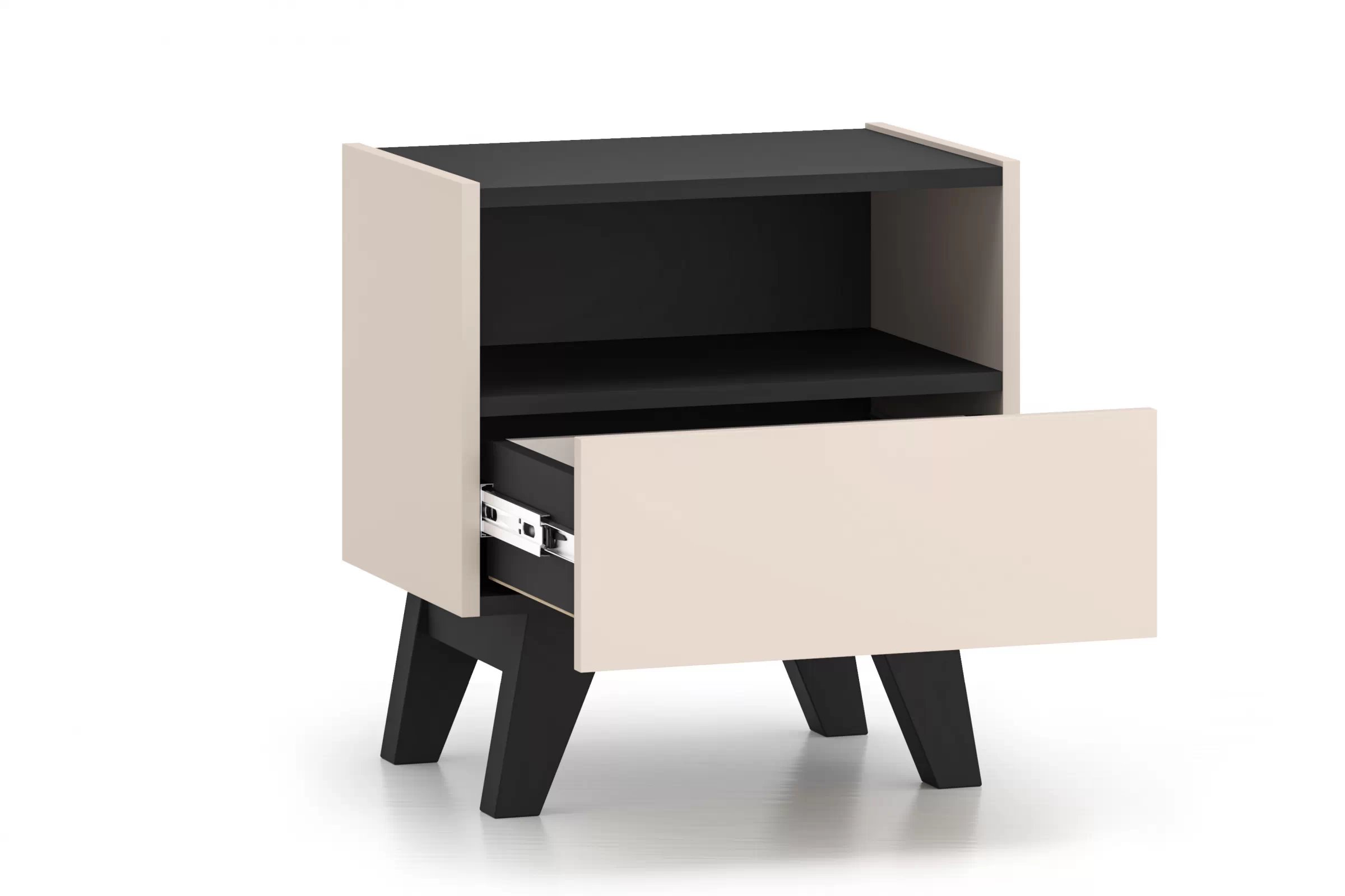 Nočný stolík Salio 50 cm so zásuvkami - kašmírová / čierna Nočný Stolík Salio 50 cm so zásuvkami - kašmír / Čierny