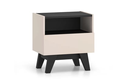 Nočný stolík Salio 50 cm so zásuvkami - kašmírová / čierna