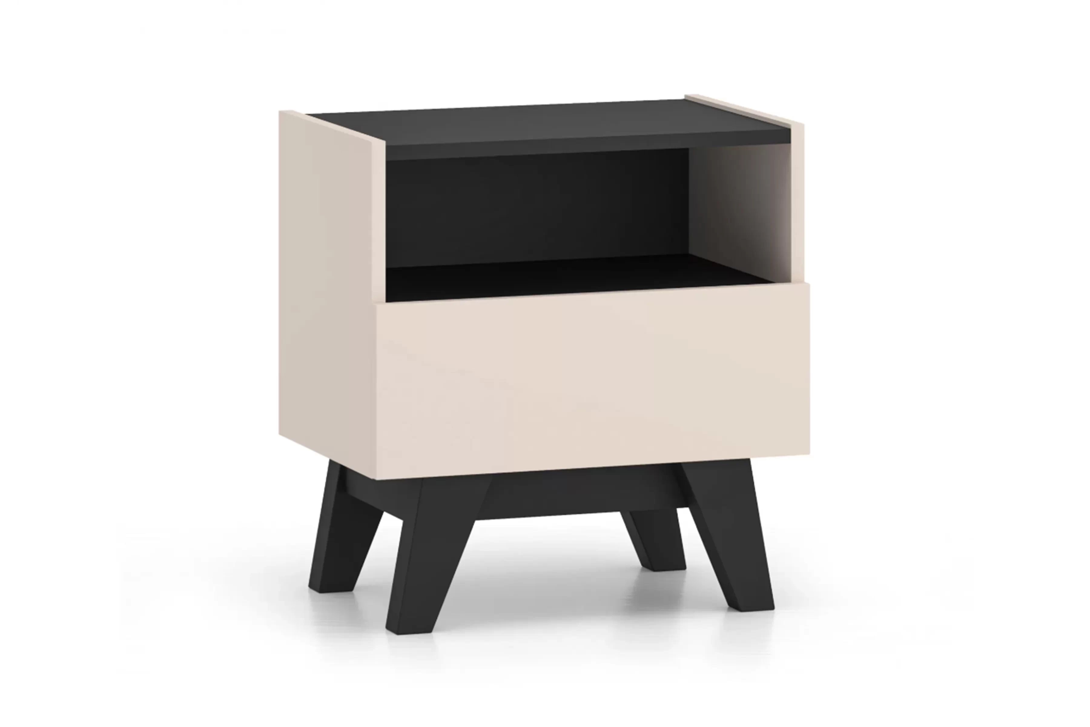 Nočný stolík Salio 50 cm so zásuvkami - kašmírová / čierna Nočný Stolík Salio 50 cm so zásuvkami - kašmír / Čierny