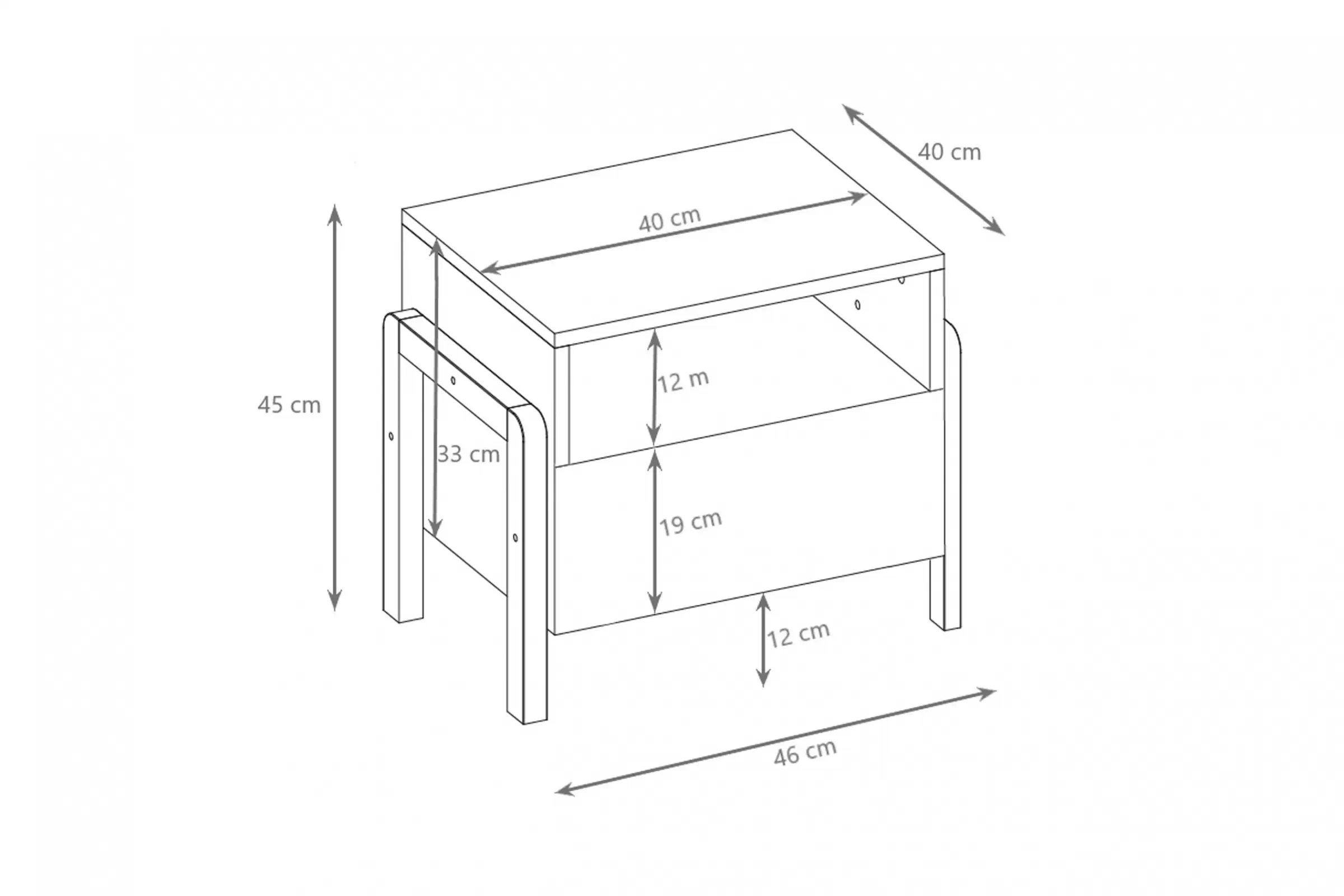 Nočný stolík Silia 46 cm - alpská biela / dub Nočný Stolík Silia 46 cm - Biela alpejska / Dub