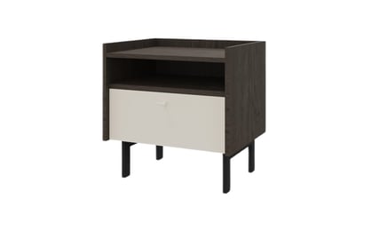 Noční stolek Sumira z szuflada 50 cm - kašmír / dub baltic storm / Rošt metalowy - Výprodej z expozice