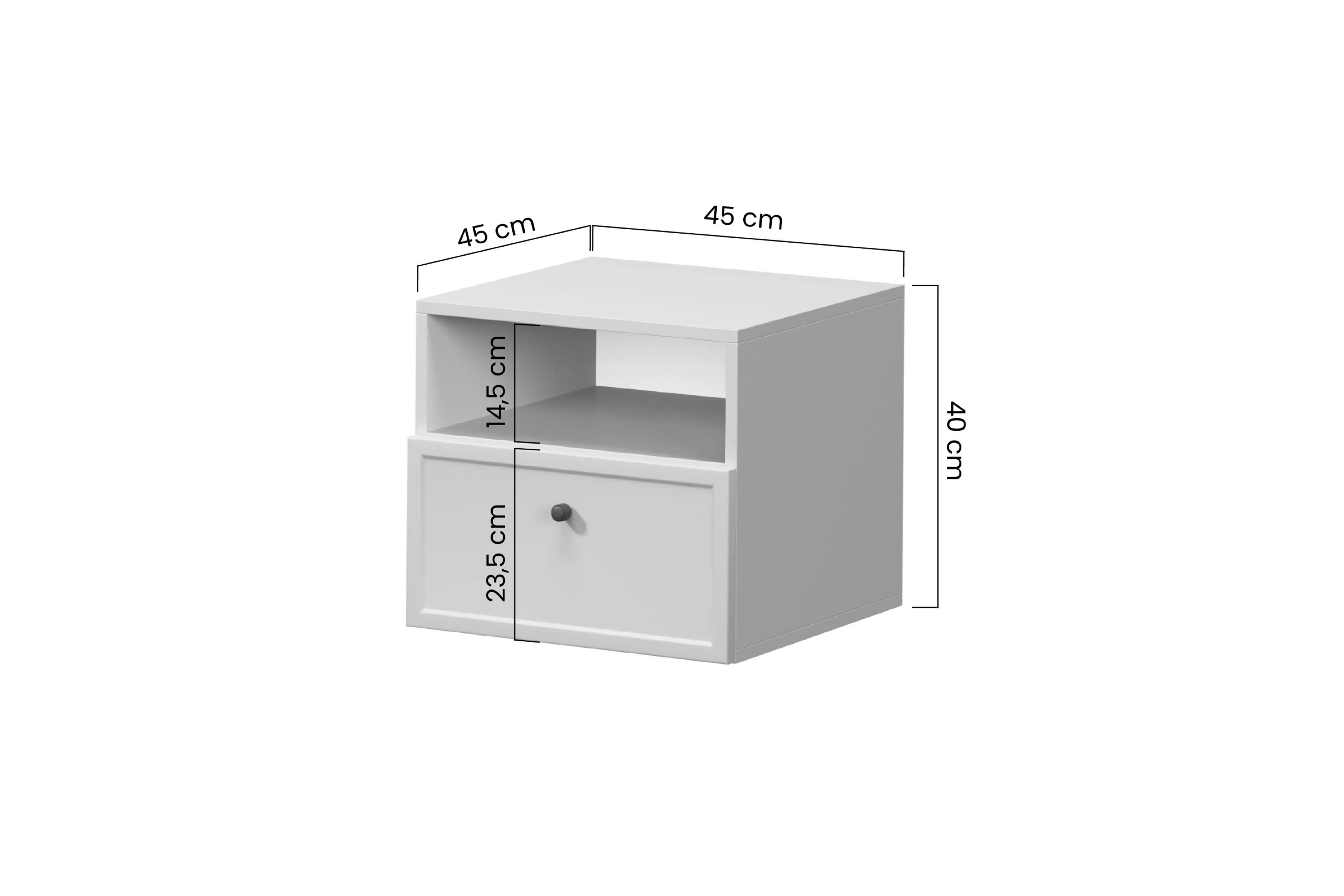 Závesný nočný stolík Lorini 45 cm - kašmírová / čierna úchytka T Nočný Stolík závesná Lorini z szuflada 45 cm - kašmír / Čierny Úchytka T-bar