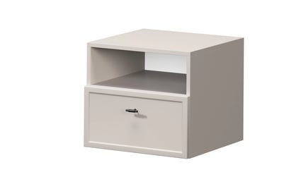 Závesný nočný stolík Lorini so zásuvkou 45 cm - kašmír / čierna úchytka T-bar