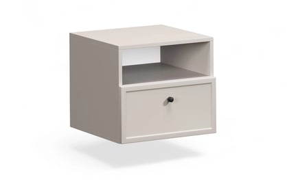 Závesný nočný stolík Lorini so zásuvkou 45 cm - kašmír / čierna úchytka