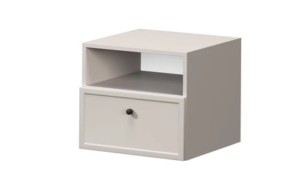 Závesný nočný stolík Lorini so zásuvkou 45 cm - kašmír / čierna úchytka