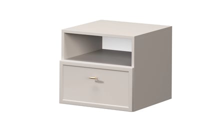 Závesný nočný stolík Lorini so zásuvkou 45 cm - kašmír / zlatá úchytka T-bar