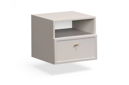 Závesný nočný stolík Lorini so zásuvkou 45 cm - kašmír / zlatá úchytka