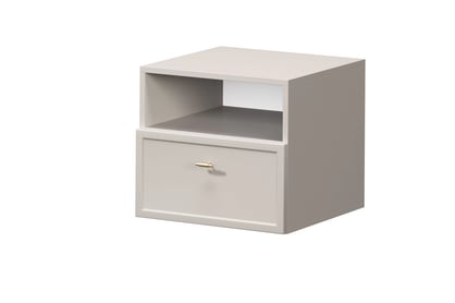 Závesný nočný stolík Lorini so zásuvkou 45 cm - kašmír / zlatá úchytka