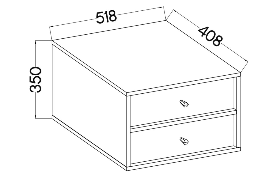 Závěsný noční stolek Lotina IV 52 cm 2S se zásuvkami - eukalyptus Noční stolek závěsná Lotina IV 2S se zásuvkami 52 cm - eukaliptus