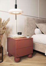 Nočný stolík Sonatia II 45 cm - burgundová Nočný Stolík s dvoma zásuvkami Sonatia II na nogach kulach 45 cm - burgund