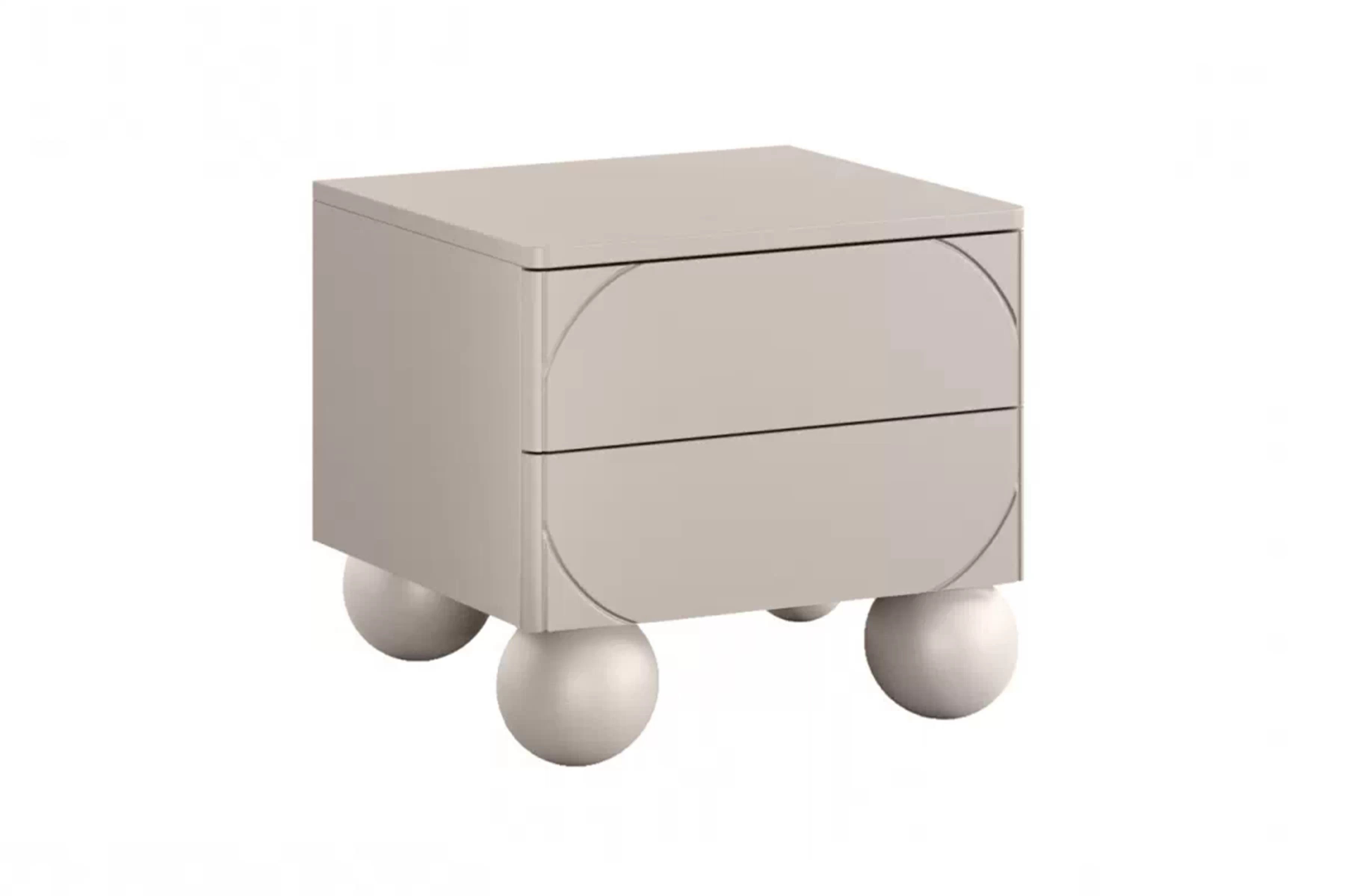 Nočný stolík Sonatia II 45 cm - kašmírová Nočný Stolík s dvoma zásuvkami Sonatia II na nogach kulach 45 cm - kašmír