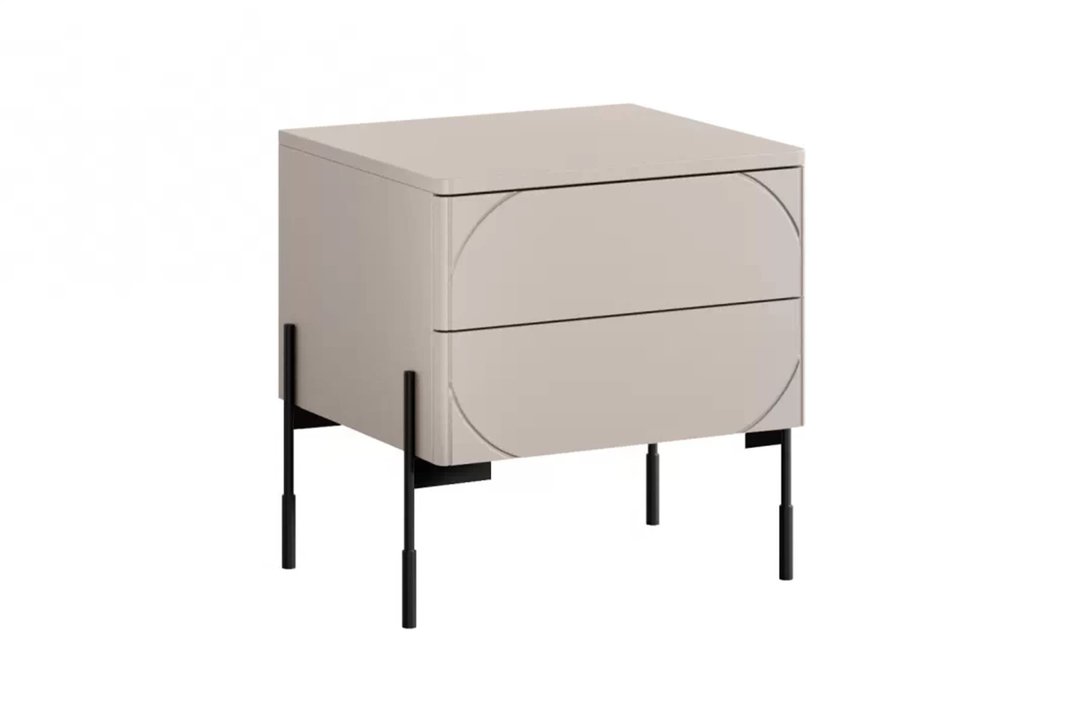 Nočný stolík Sonatia 45 cm - kašmírová Nočný Stolík s dvoma zásuvkami Sonatia na kovových nohách 45 cm - kašmír