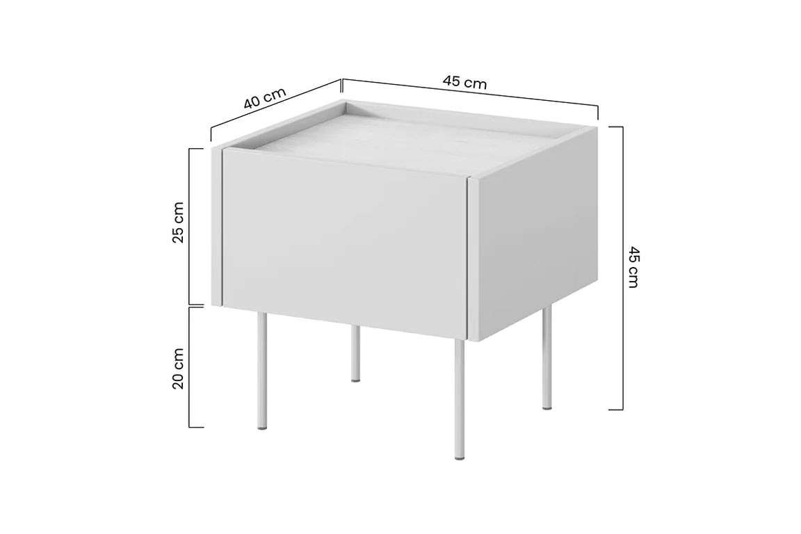 Nočný stolík so zásuvkou Desin 45 cm - kašmírová / dub nagano Nočný Stôlík so zásuvkou Desin 45 1SZ - kašmír / Dub nagano - Rozmery