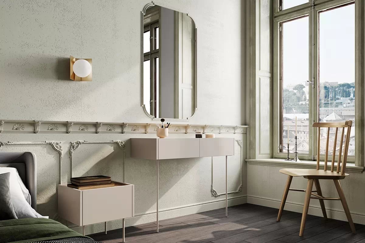 Noční stolek Desin 45 cm - kašmír / dub nagano Noční stolek se zásuvkou Desin 45 cm - kašmír / Dub nagano - aranzacja 1