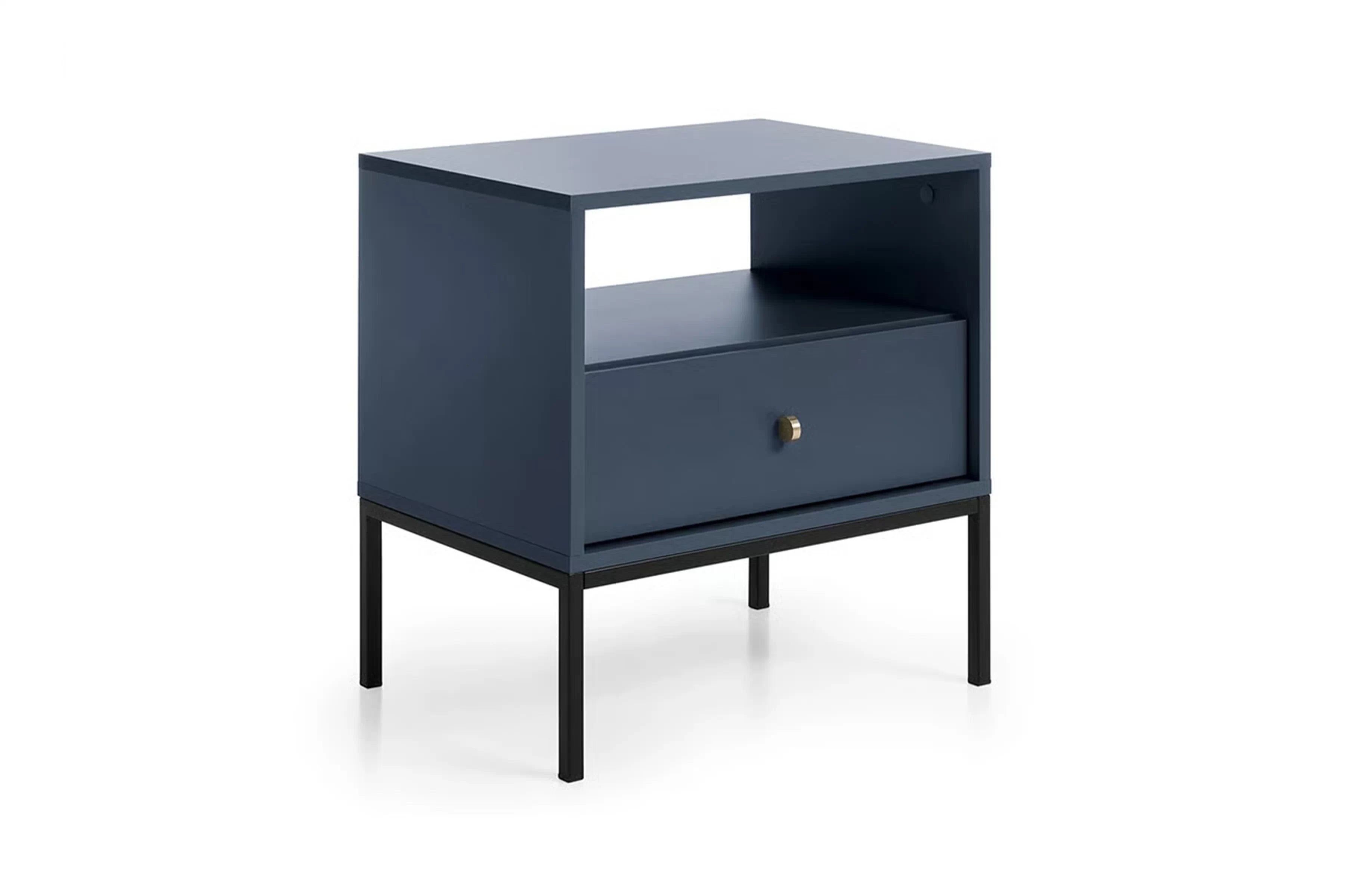 Nočný stolík so zásuvkou Eladia - tmavomodrá Nočný Stolík z szuflada Eladia - granat