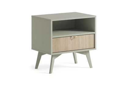 Nočný stolík a otvorenou policou Lumira - eukalyptus / jedľa skandi