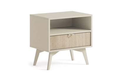 Nočný stolík a otvorenou policou Lumira - Pieskový / jedľa skandi