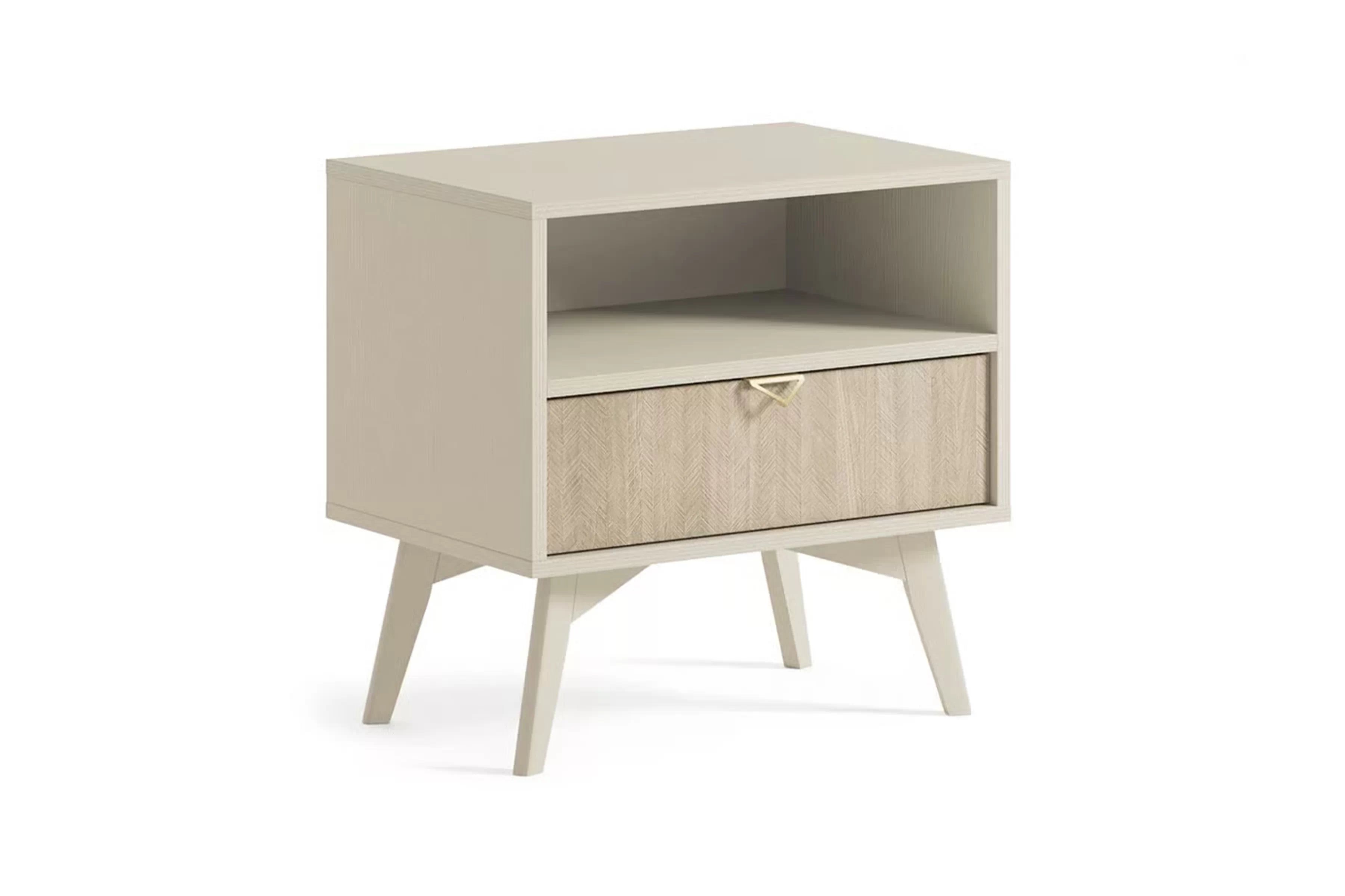 Nočný stolík a otvorenou policou Lumira - Pieskový / jedľa skandi Nočný Stolík z szuflada i wneka Lumira - Pieskový / jodelka skandi