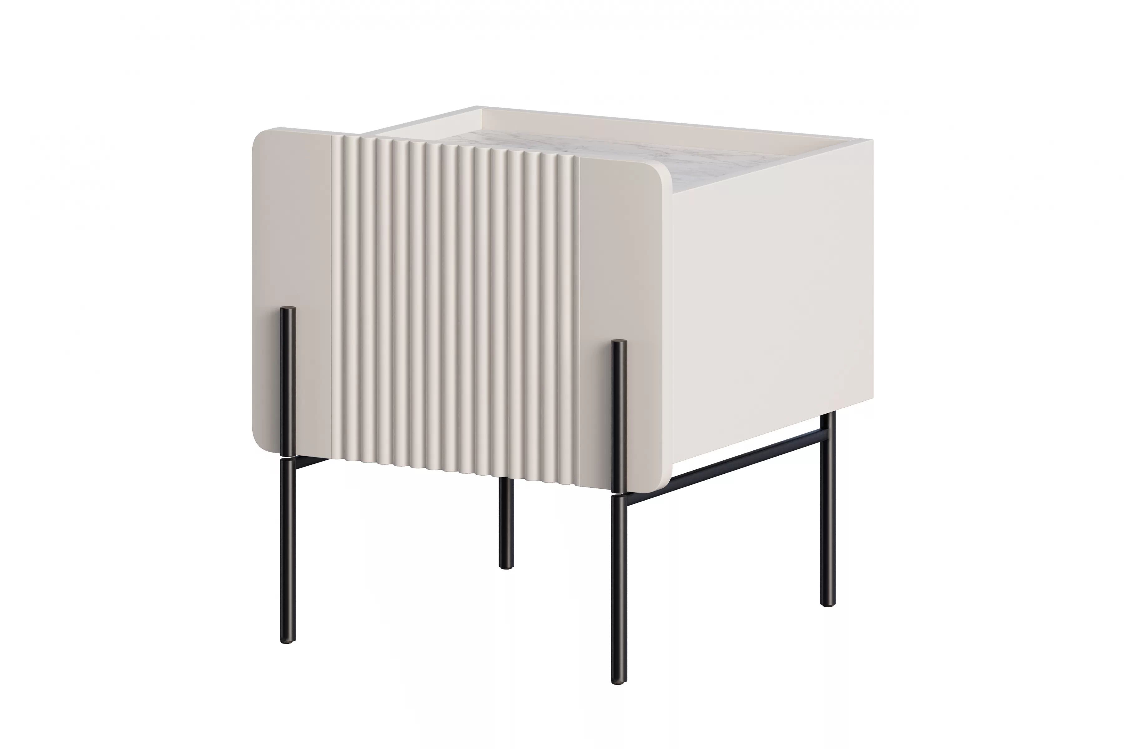 Nočný stolík Malmi 45 cm - kašmírová / crema bianca / čierna Nočný Stolík z szuflada Malmi 45 cm - kašmír / crema bianca / čierny nozki