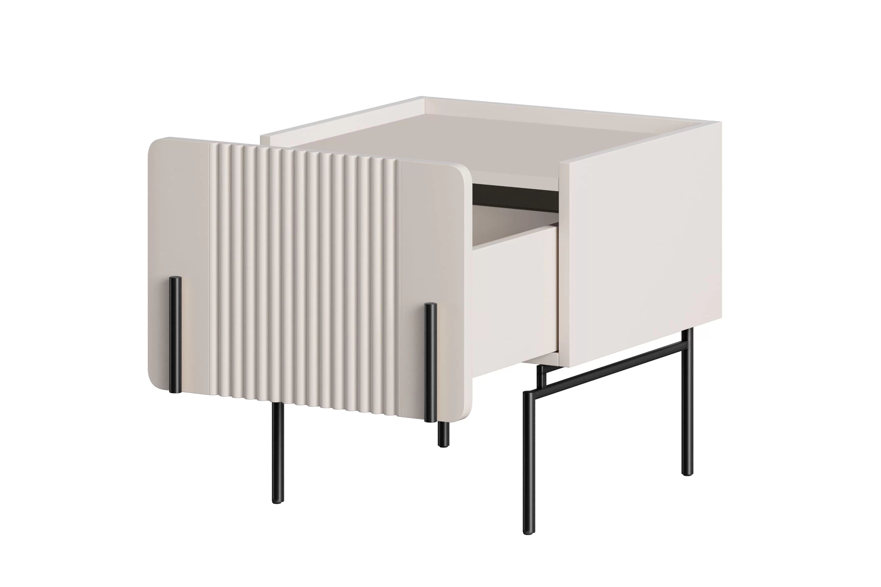 Nočný stolík Malmi 45 cm - kašmírová / čierna Nočný Stolík z szuflada Malmi 45 cm - kašmír / čierny nozki