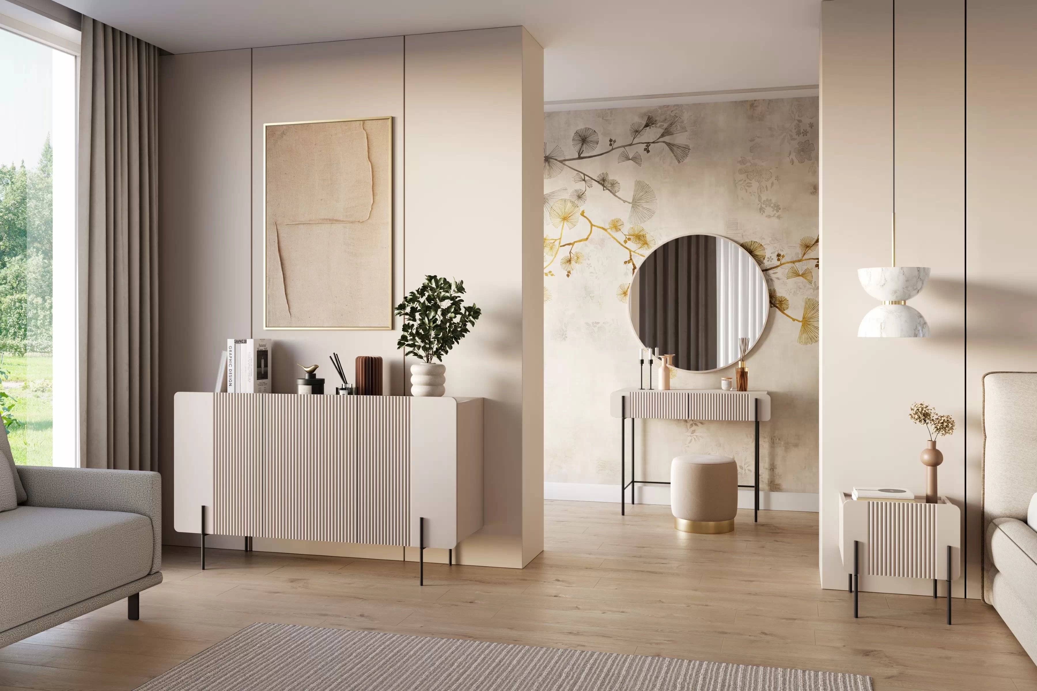 Nočný stolík Malmi 45 cm - kašmírová / čierna Nočný Stolík z szuflada Malmi 45 cm - kašmír / čierny nozki