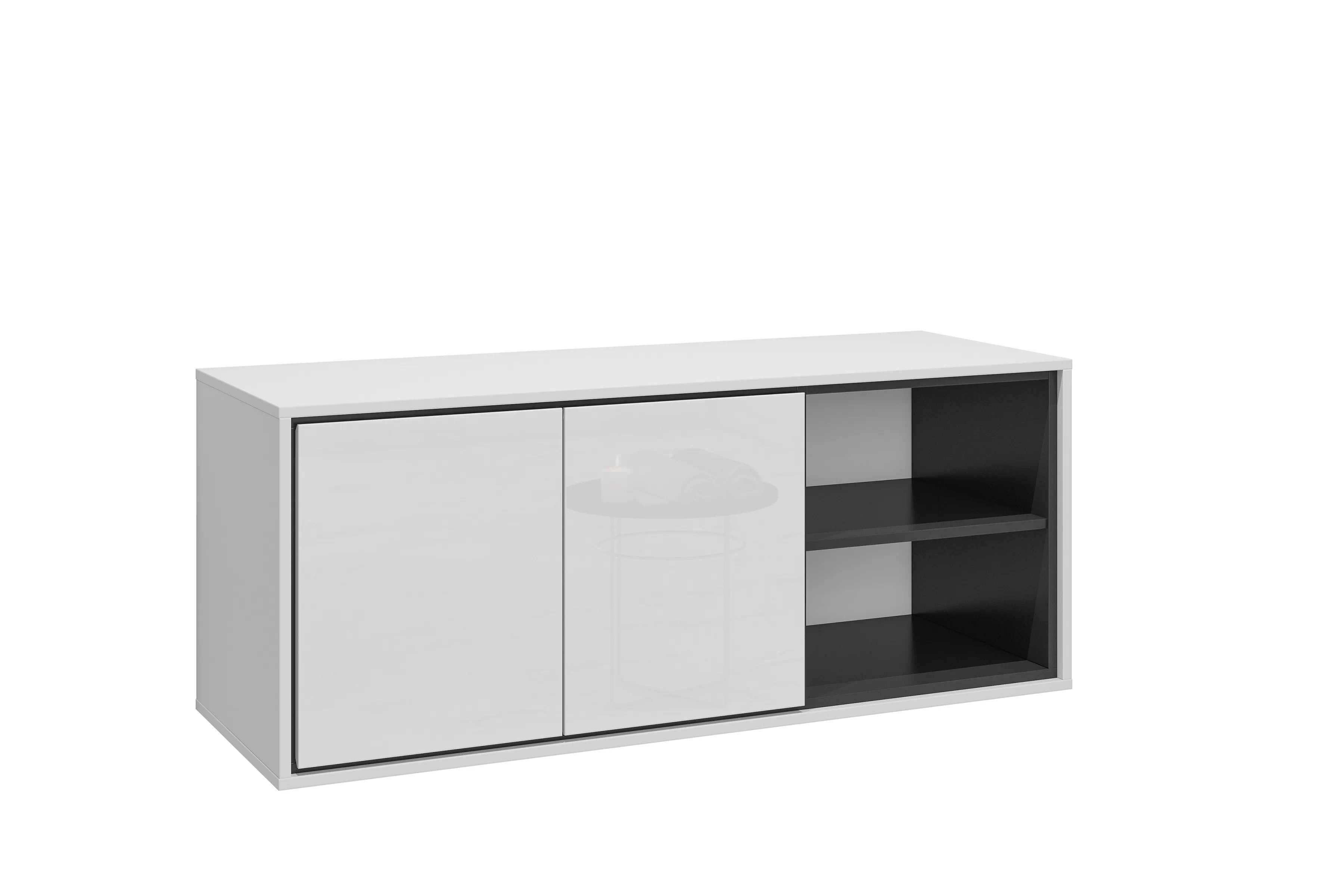 Závěsná skříňka pod umyvadlo Irvine 120 cm – bílá-černá / bílý lesk skříňka pod umywalke 2D Irvine 120 cm závěsná - bílá-černá / bílá lesk