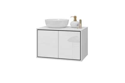 Závěsná skříňka pod umyvadlo Irvine 78 cm – bílá-černá / bílý lesk skříňka pod umywalke 2D Irvine 78 cm závěsná - bílá-černá / bílá lesk