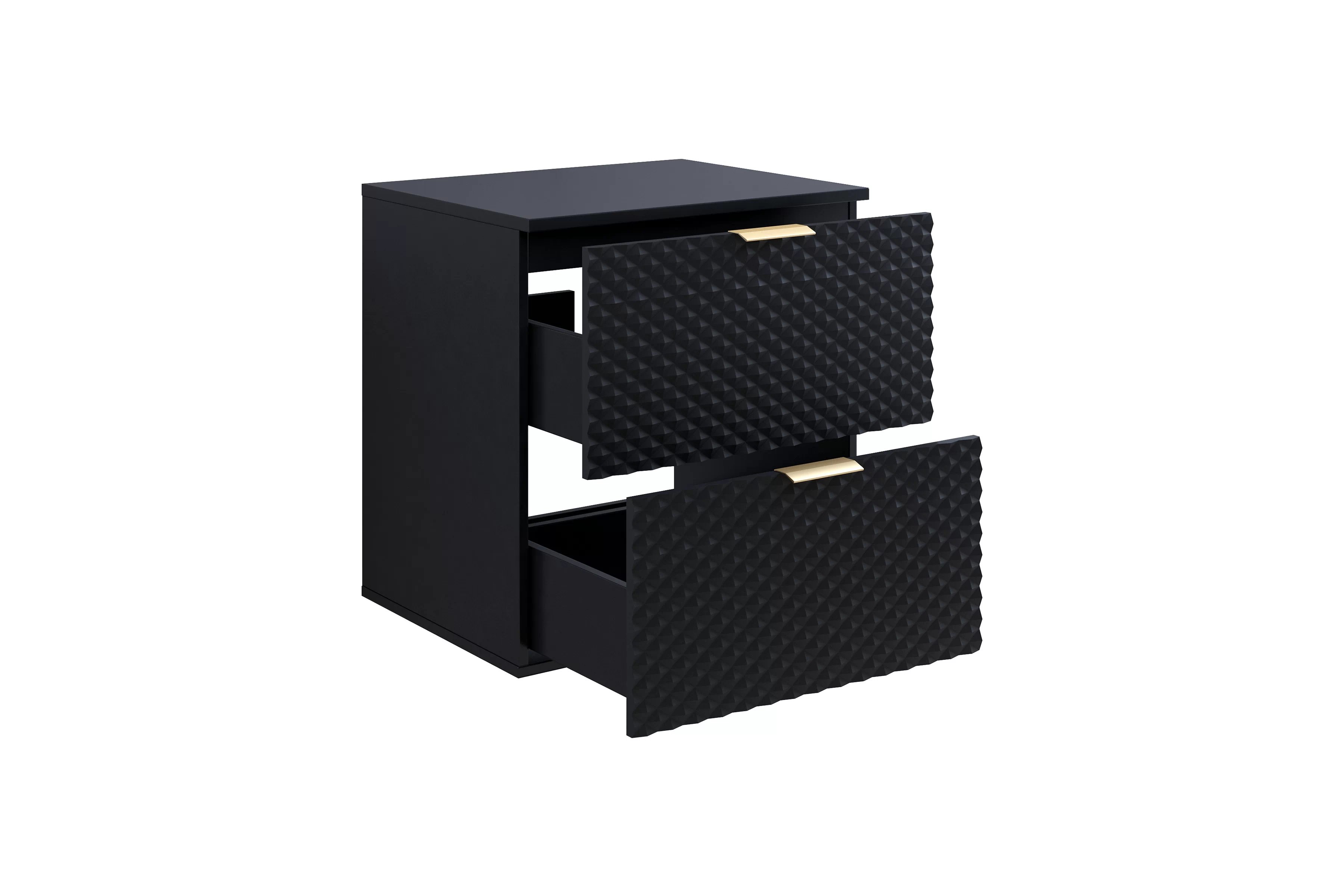 Závěsná umyvadlová skříňka Laura 60 cm se zásuvkami - černý onyx / černý pyramidický mat skříňka pod umywalke Laura 60 cm závěsná se zásuvkami - černá onyx / černá - piramidki