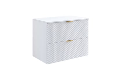 Závěsná umyvadlová skříňka Laura 80 cm se zásuvkami - bílá / bílý pyramidický mat