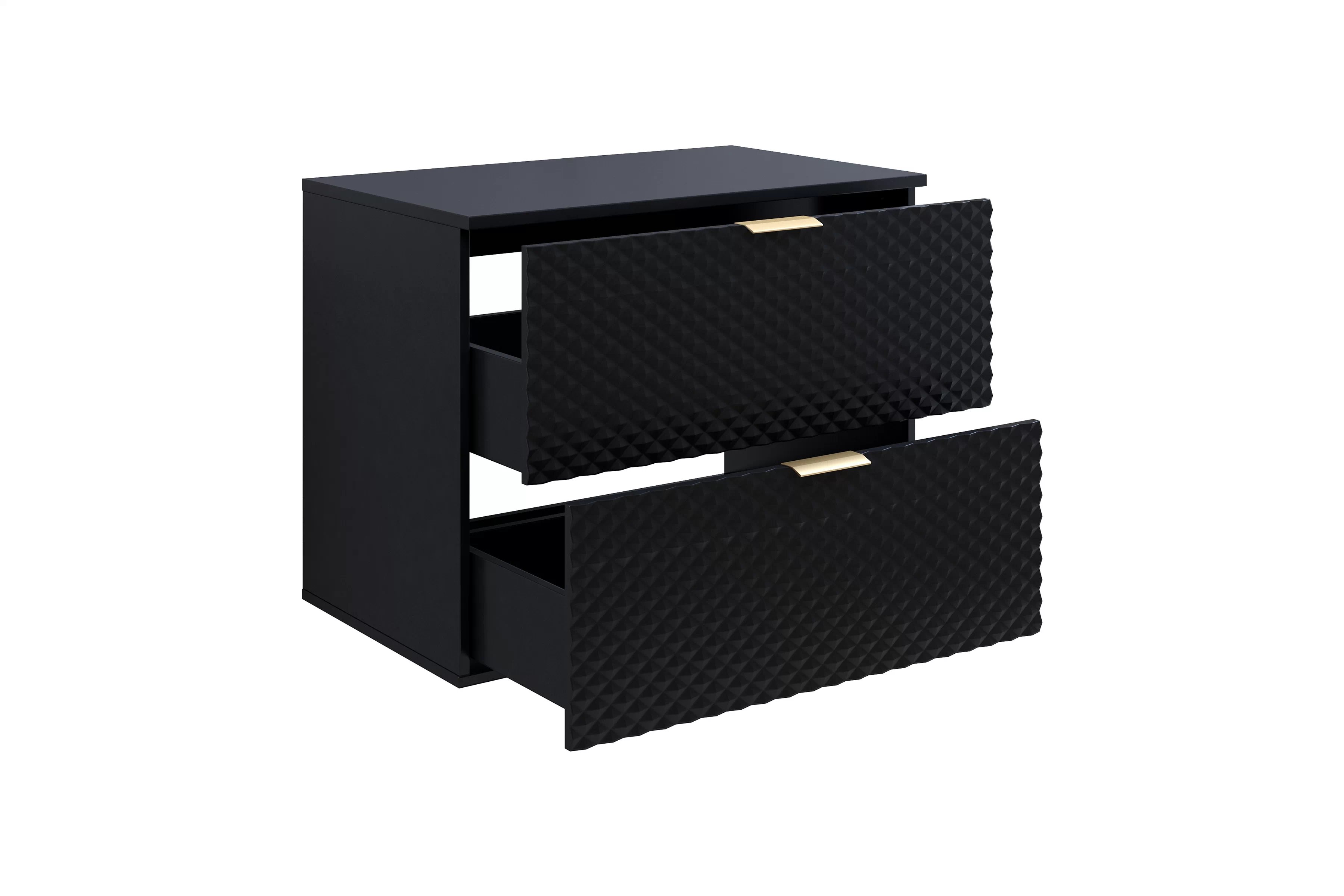 Závěsná umyvadlová skříňka Laura 80 cm se zásuvkami - černý onyx / černý pyramidický mat skříňka pod umywalke Laura 80 cm závěsná se zásuvkami - černá onyx / černá - piramidki