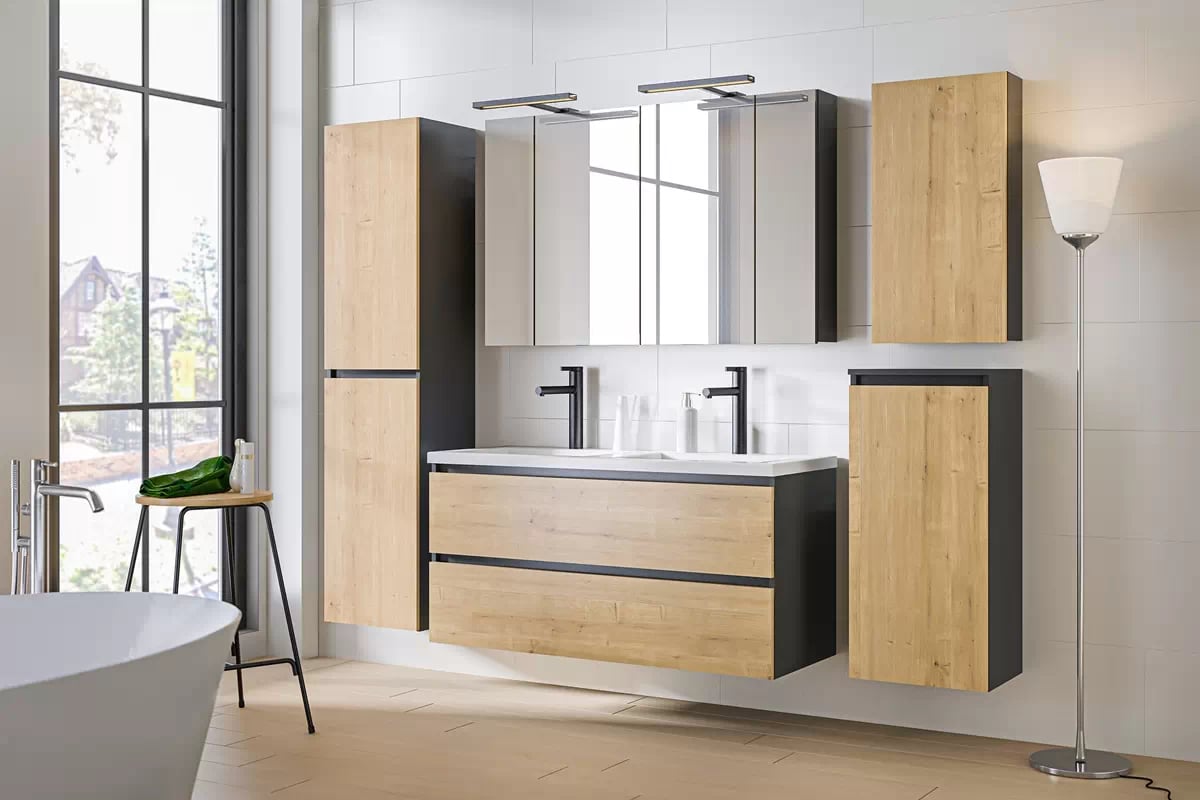 Skrinka drezová skrinka 60 cm Monako Grey Oak 820 - diamantová šedá / dub Hamilton Skrinka pod umývadlo 60 cm Monako Grey Oak 820 - diamantová šedá / dub Hamilton