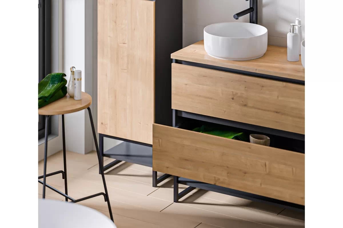 Skrinka drezová skrinka 60 cm Monako Grey Oak 820 - diamantová šedá / dub Hamilton Skrinka pod umývadlo 60 cm Monako Grey Oak 820 - diamantová šedá / dub Hamilton