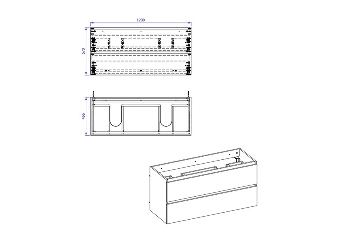 Skříňka pod umyvadlo Monako Grey Oak 823 120 cm - diamantově šedá / dub Hamilton Skříňka pod umývadlo 120 cm Monako Grey Oak 823 - Diamantový šedý / dub Hamilton