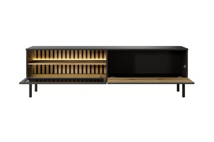 TV skrinka Noro 180 cm s LED osvetlením - dub evoke / čierna TV skrinka 180 cm s osvetlením LED - Dub evoke / Čierny