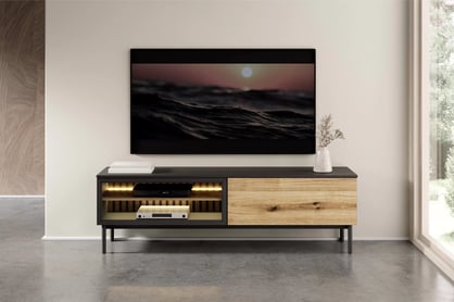 TV skrinka Noro 180 cm s LED osvetlením - dub evoke / čierna TV skrinka 180 cm s osvetlením LED - Dub evoke / Čierny