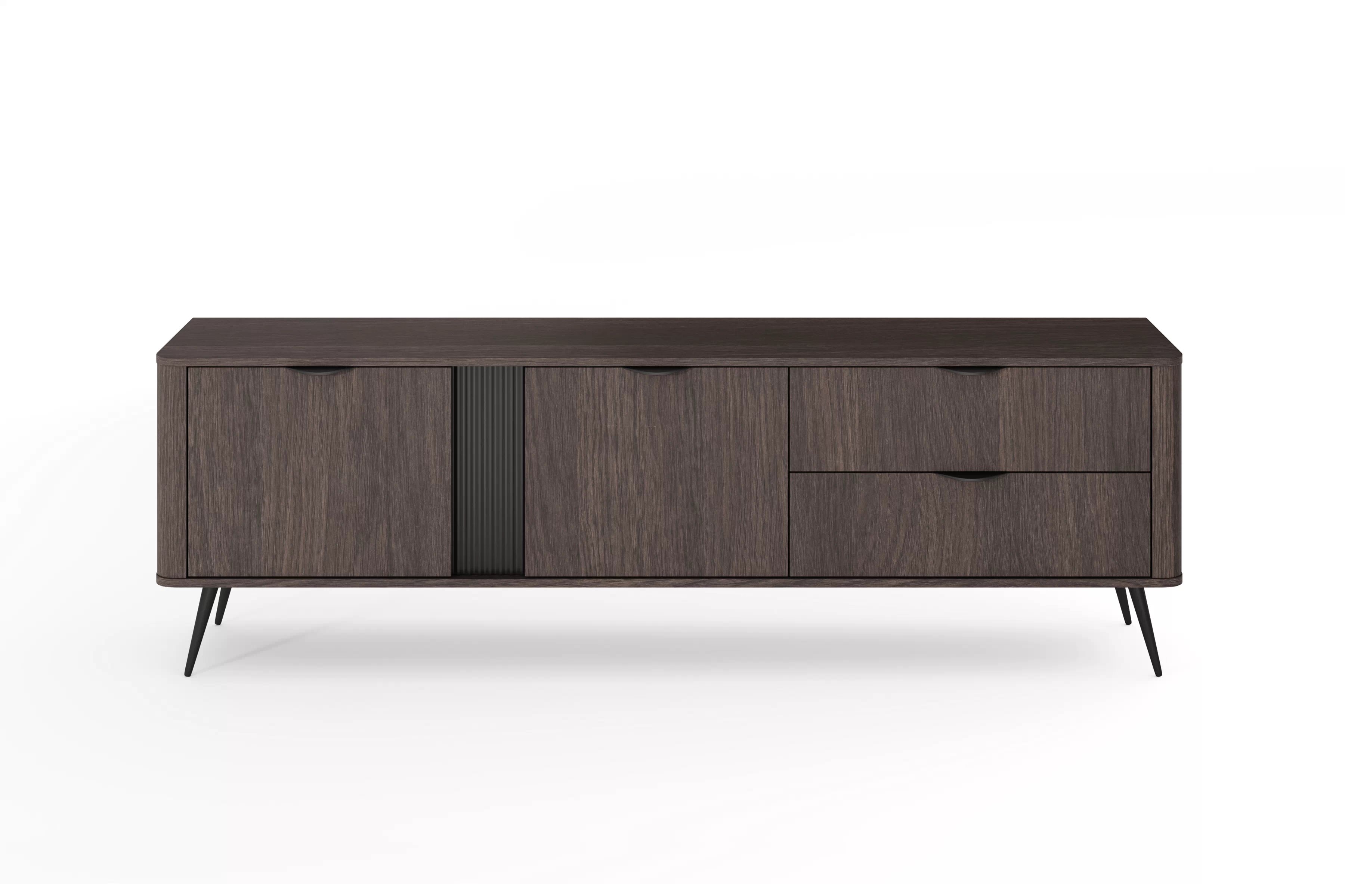 TV skrinka Edrin 195 cm so zásuvkami - dub dunin / čierna TV skrinka 195 cm so zásuvkami - Dub dunin / Čierny