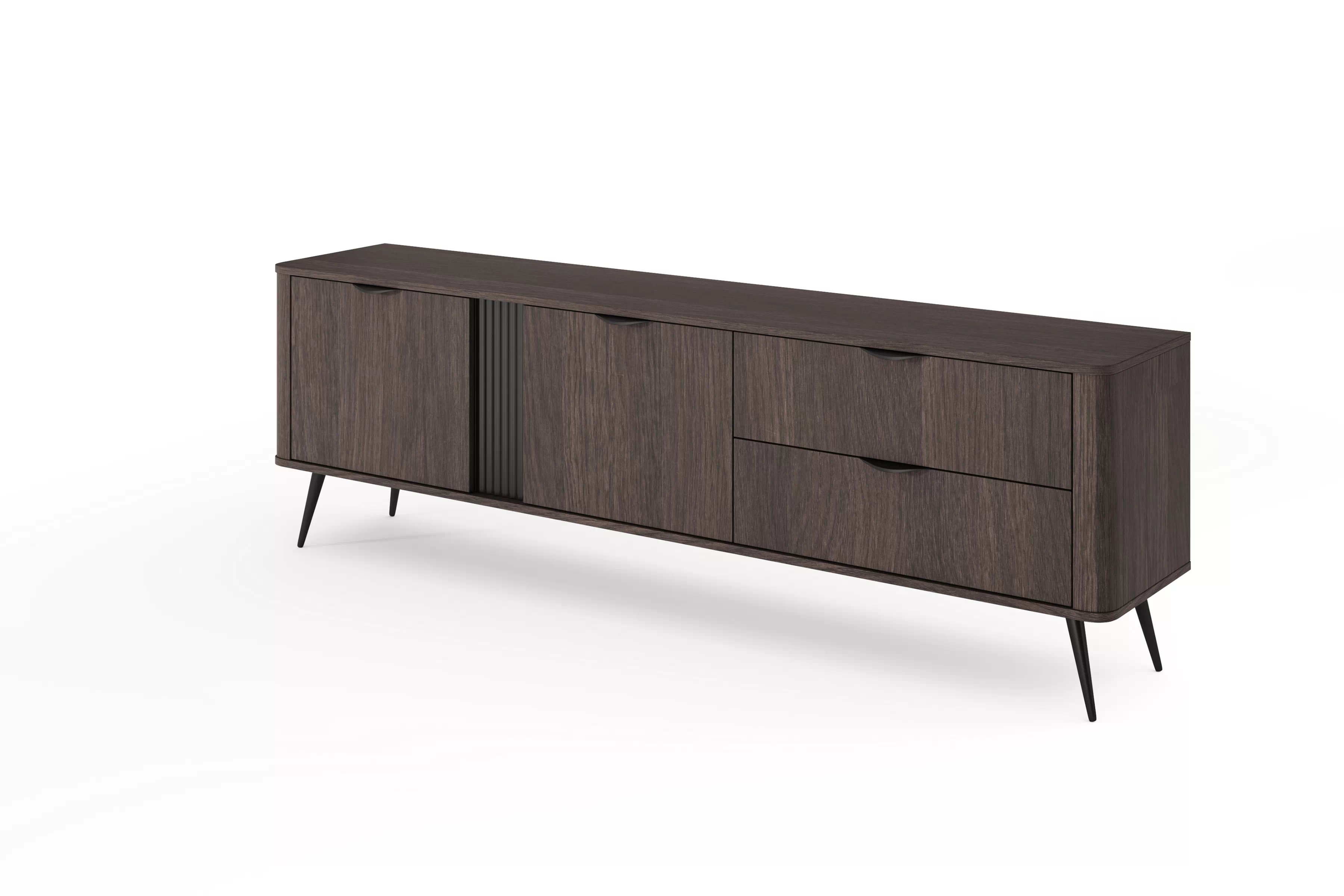 TV skrinka Edrin 195 cm so zásuvkami - dub dunin / čierna TV skrinka 195 cm so zásuvkami - Dub dunin / Čierny