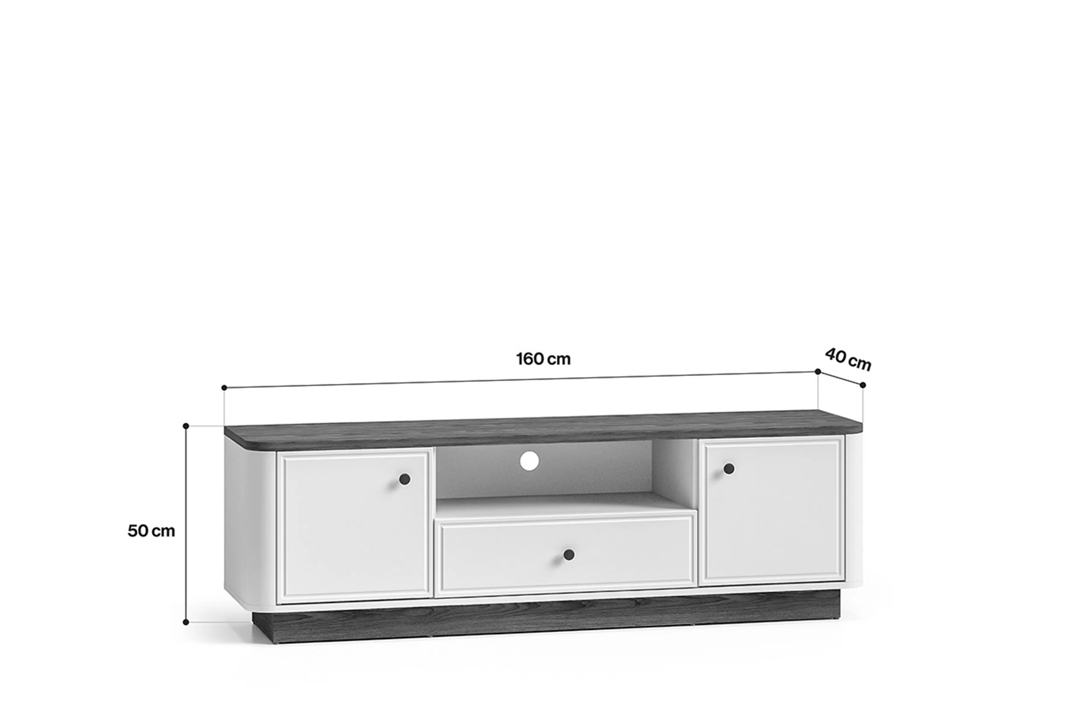 TV stolek Amberto 160 cm se zásuvkou - kašmír / dub windmill dark skříňka RTV Amberto 160 cm z szuflada - kašmír / dub windmill dark