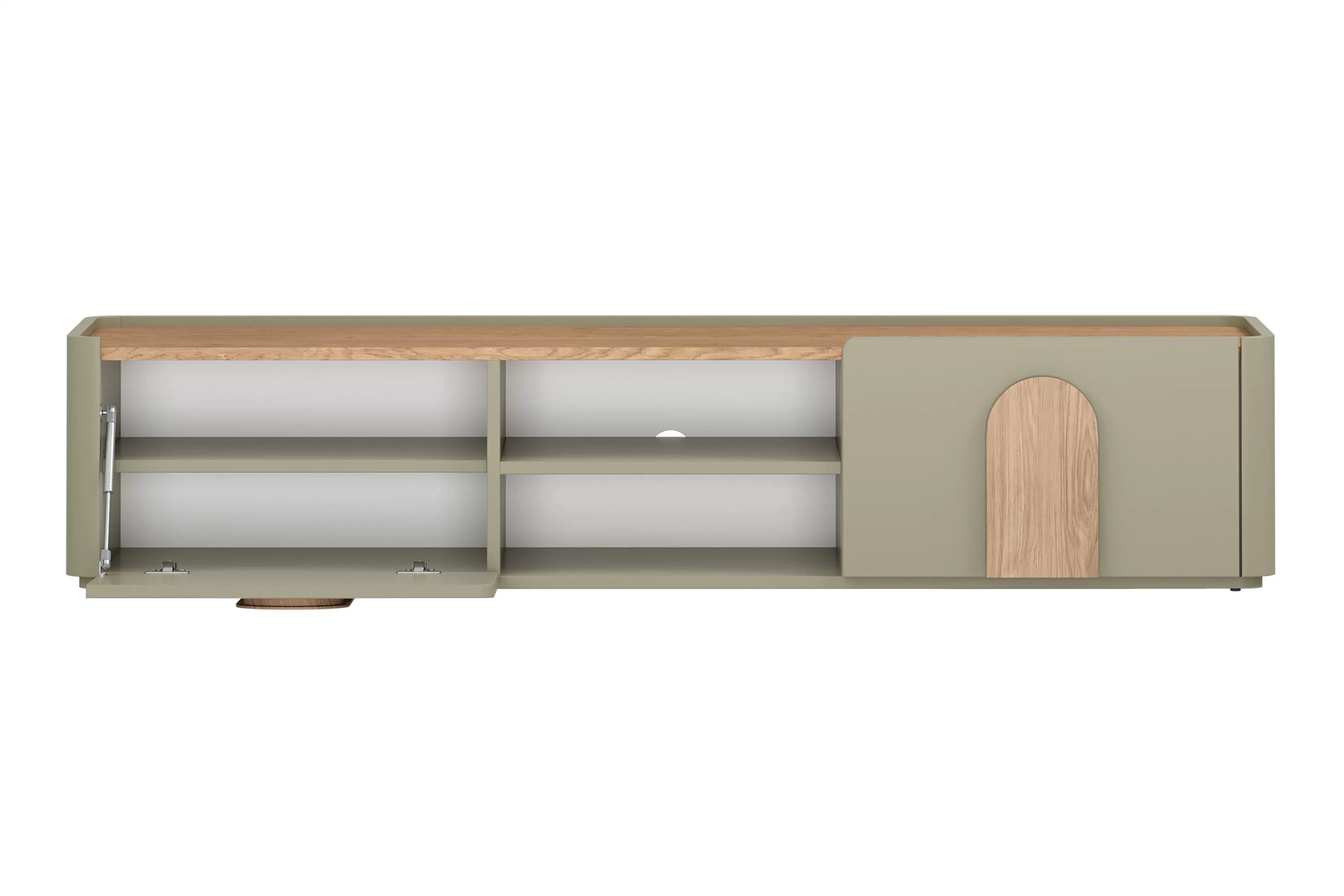 TV stolík Amilio 170 cm - eukalyptus / dub baltic dune / dub prírodný TV skrinka Amilio 170 cm z szuflada - eukaliptus / Dub baltic dune / úchyty Dub prírodné