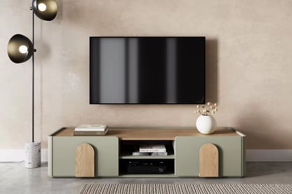 TV stolek Amilio 170 cm se zásuvkou - eukalyptus / dub baltic dune / úchyty dub přírodní skříňka RTV Amilio 170 cm z szuflada - eukaliptus / dub baltic dune / Úchytky dub přírodní