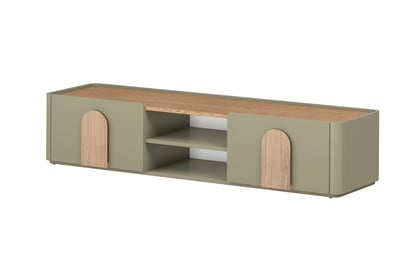 TV stolek Amilio 170 cm se zásuvkou - eukalyptus / dub baltic dune / úchyty dub přírodní