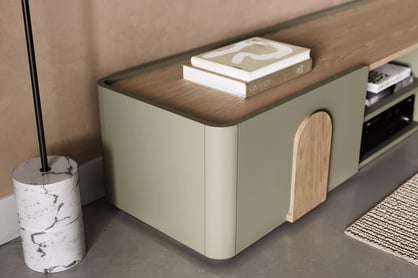 TV stolík Amilio 170 cm so zásuvkou - eukalyptus / dub baltic dune / úchytky dub prírodný TV skrinka Amilio 170 cm z szuflada - eukaliptus / Dub baltic dune / úchyty Dub prírodné