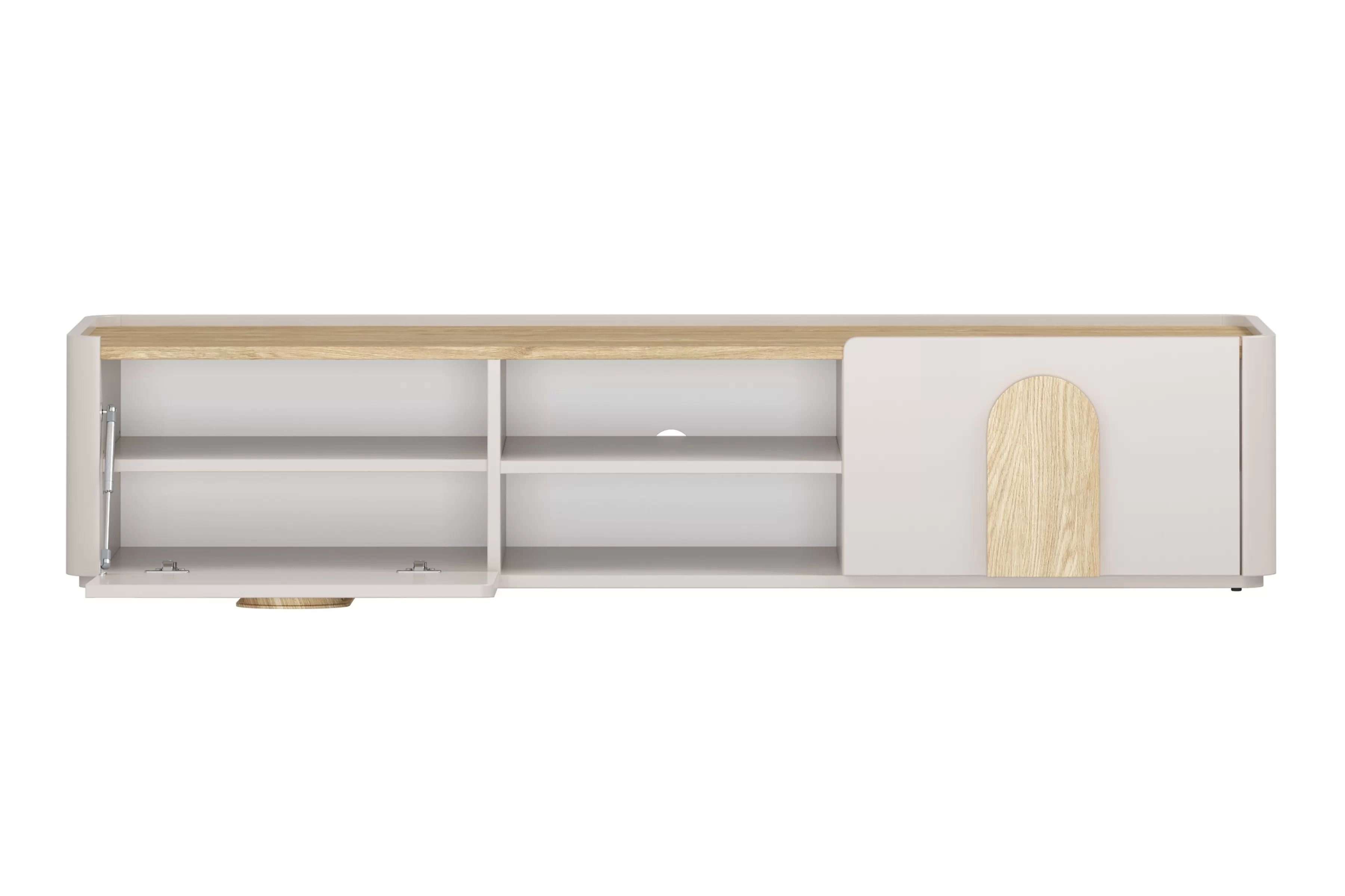 TV stolík Amilio 170 cm so zásuvkou - kašmír / olejovaný dub / úchytky svetlý dub TV skrinka Amilio 170 cm z szuflada - kašmír / Dub olejowany / úchyty Svetlý dub