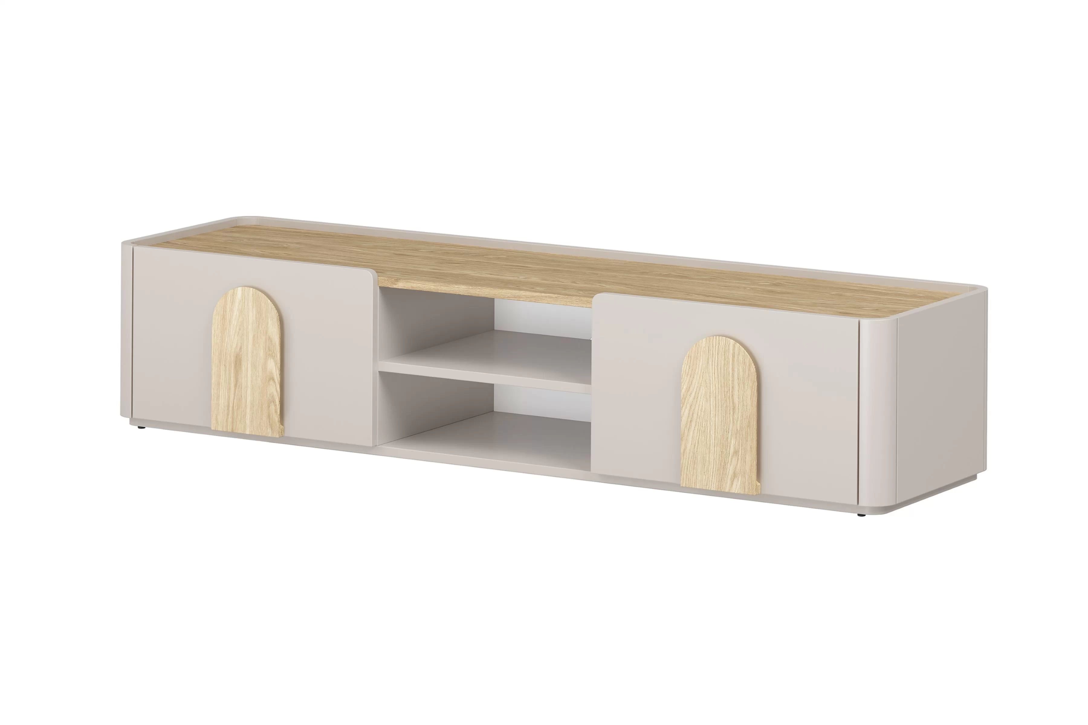 TV stolík Amilio 170 cm so zásuvkou - kašmír / olejovaný dub / úchytky svetlý dub TV skrinka Amilio 170 cm z szuflada - kašmír / Dub olejowany / úchyty Svetlý dub
