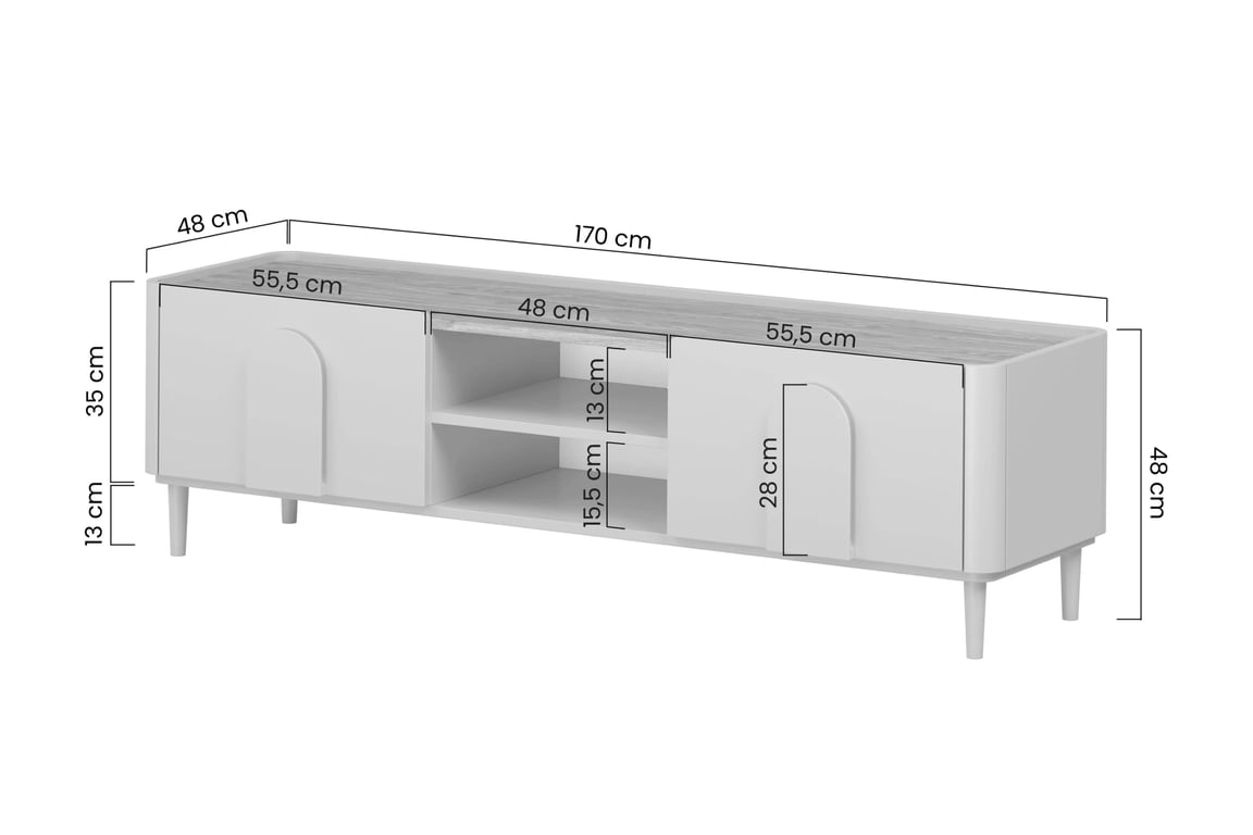 TV stolek Amilio 170 cm se zásuvkou - eukalyptus / dub baltic dune / úchyty dub přírodní skříňka RTV Amilio 170 cm z szuflada na nožkách - eukaliptus / dub baltic dune / Úchytky dub přírodní