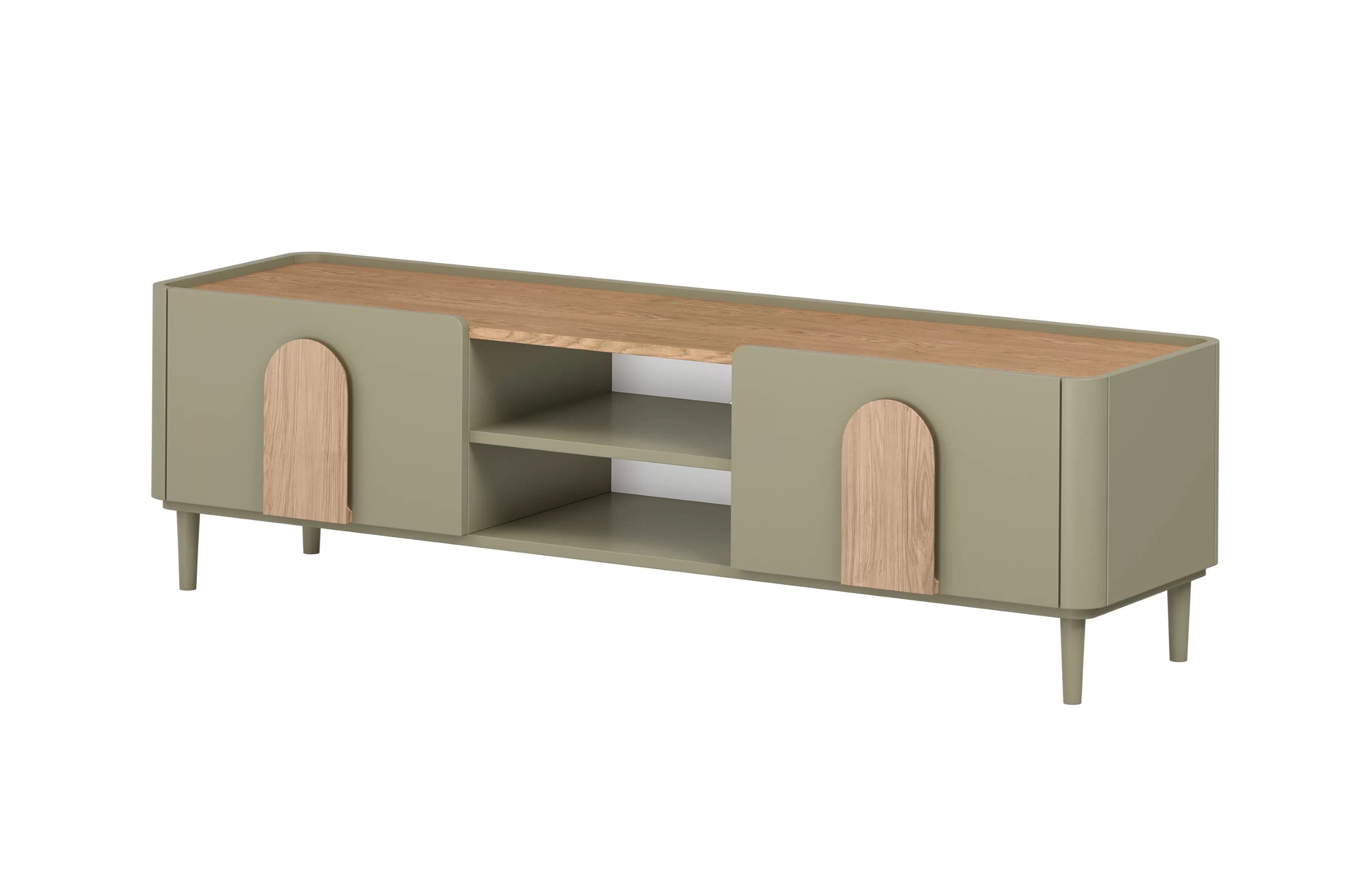 TV stolík Amilio 170 cm na nožičkách - eukalyptus / dub baltic dune / dub prírodný TV skrinka Amilio 170 cm z szuflada na nôžkach - eukaliptus / Dub baltic dune / úchyty Dub prírodné