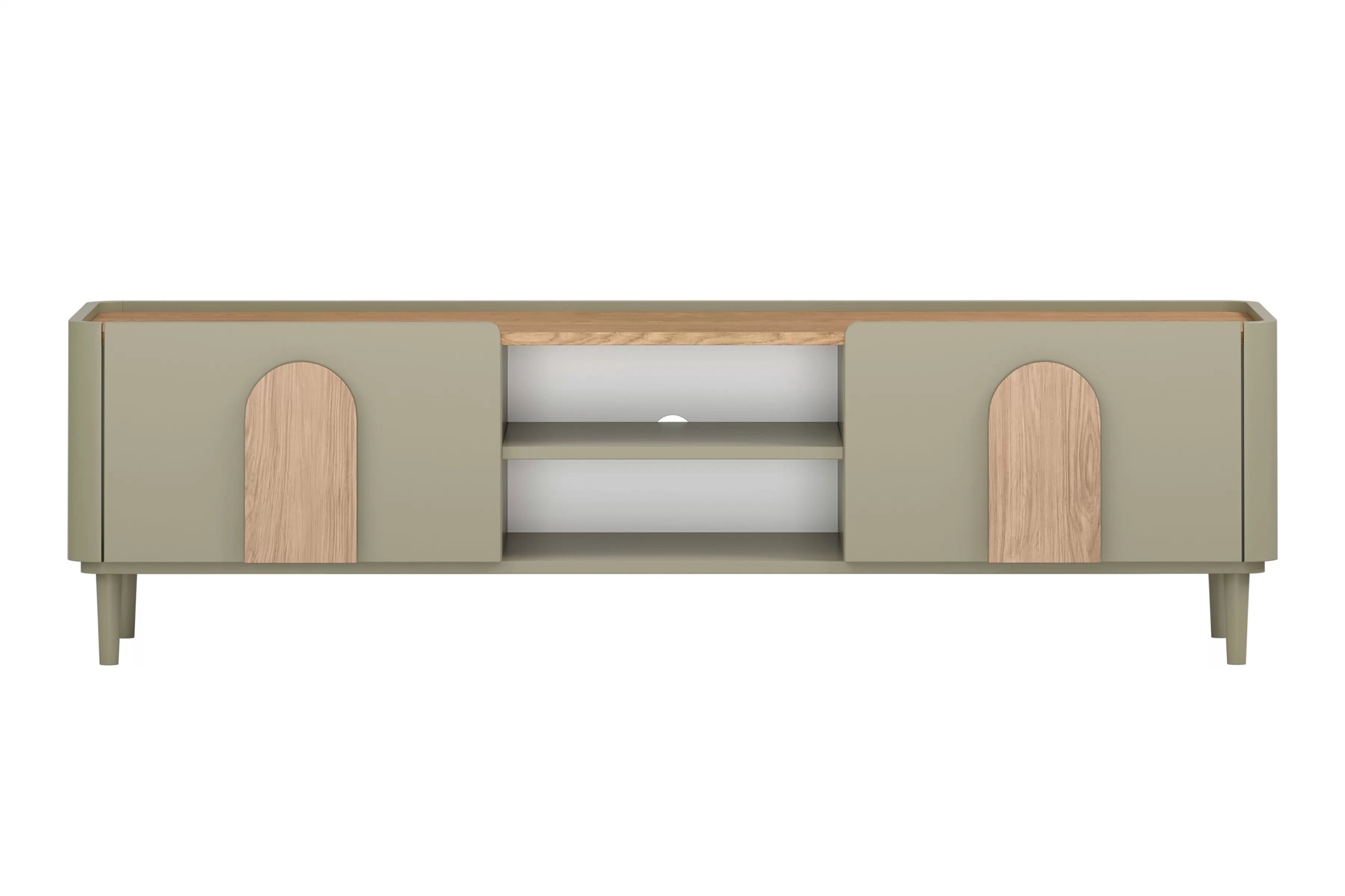 TV stolík Amilio 170 cm na nožičkách - eukalyptus / dub baltic dune / dub prírodný TV skrinka Amilio 170 cm z szuflada na nôžkach - eukaliptus / Dub baltic dune / úchyty Dub prírodné