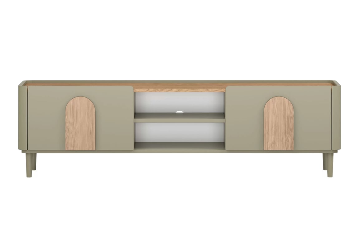 TV stolek Amilio 170 cm se zásuvkou - eukalyptus / dub baltic dune / úchyty dub přírodní skříňka RTV Amilio 170 cm z szuflada na nožkách - eukaliptus / dub baltic dune / Úchytky dub přírodní