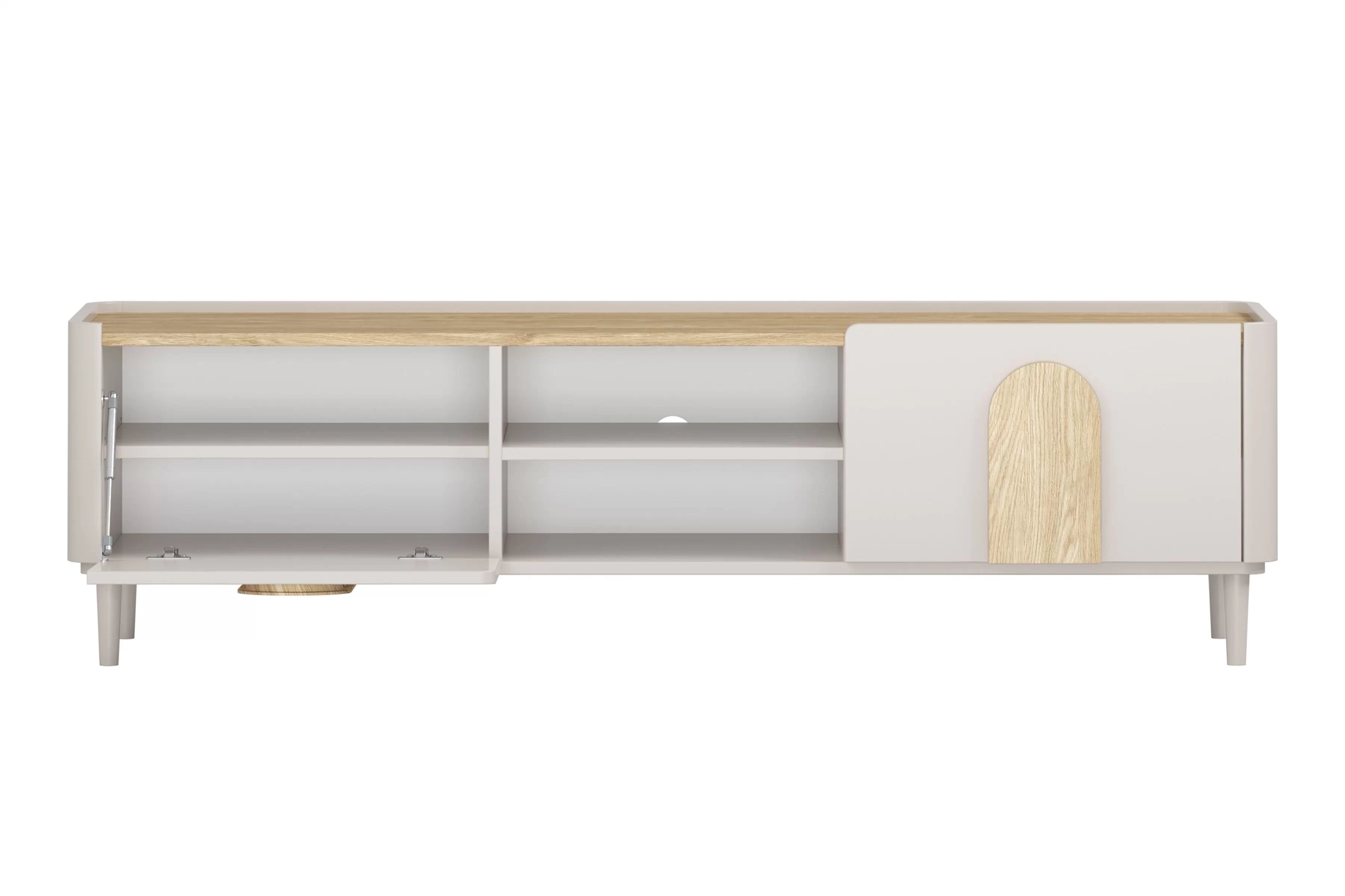 TV stolík Amilio 170 cm na nožičkách - kašmírová / dub olejovaný / dub svetlý TV skrinka Amilio 170 cm z szuflada na nôžkach - kašmír / Dub olejowany / úchyty Svetlý dub