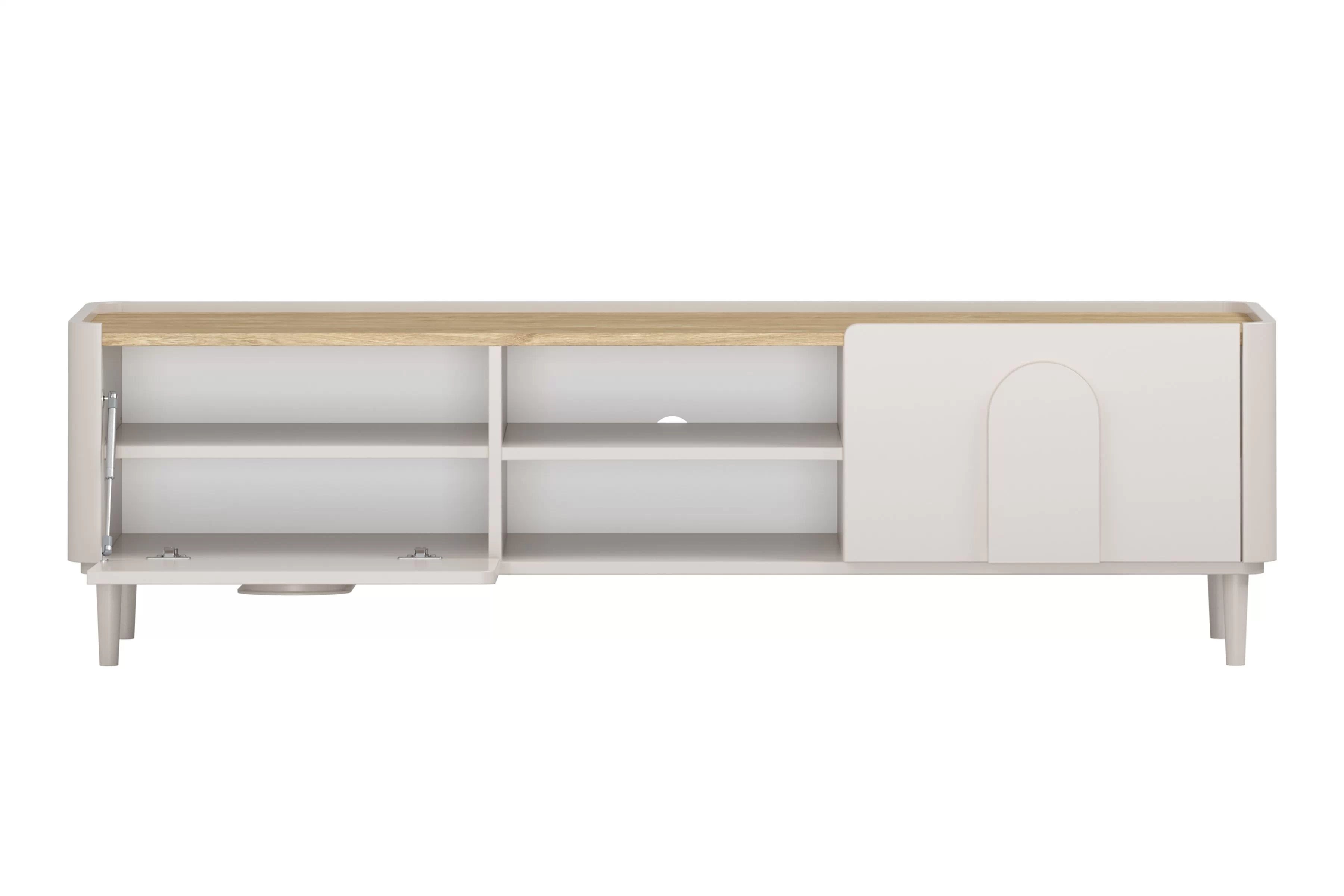 TV stolík Amilio 170 cm na nožičkách - kašmírová / dub olejovaný TV skrinka Amilio 170 cm z szuflada na nôžkach - kašmír / Dub olejowany / úchyty kašmír